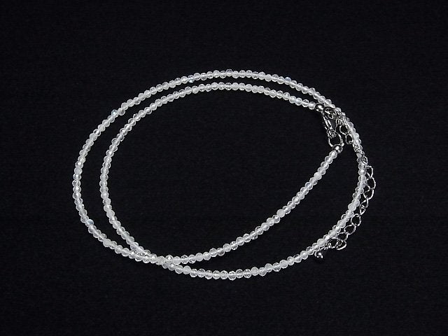 [Video]High Quality! Rainbow Moonstone AA++ Faceted Round 2mm Necklace