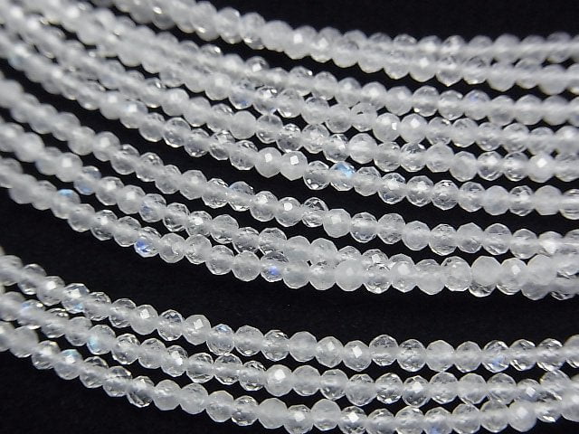 [Video]High Quality! Rainbow Moonstone AA++ Faceted Round 2mm Necklace