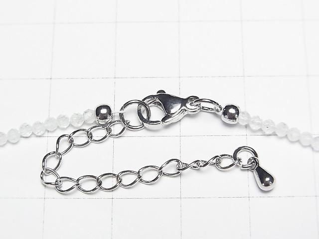 [Video] High Quality! Rainbow Moonstone AA++ Faceted Round 2mm Necklace