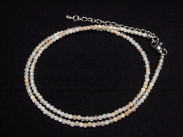 [Video] High Quality! Multicolor Moonstone AA++ Faceted Round 2mm Necklace