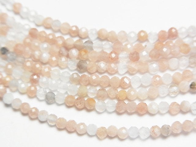 [Video]High Quality! Multi-color Moonstone AA++ Faceted Round 2mm Necklace