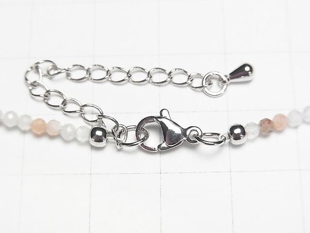 [Video] High Quality! Multicolor Moonstone AA++ Faceted Round 2mm Necklace