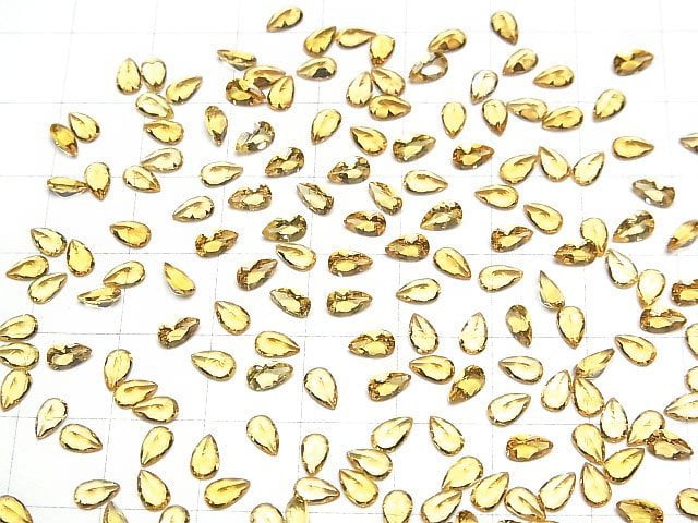 [Video]High Quality Heliodor AAA Loose stone Pear shape Faceted 5x3mm 5pcs