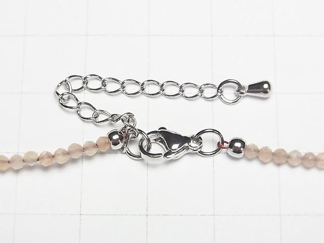 [Video] High Quality! Peach Moonstone AA++ Faceted Round 2mm Necklace