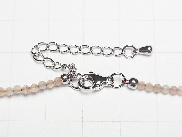 [Video]High Quality! Peach Moonstone AA++ Faceted Round 2mm Necklace