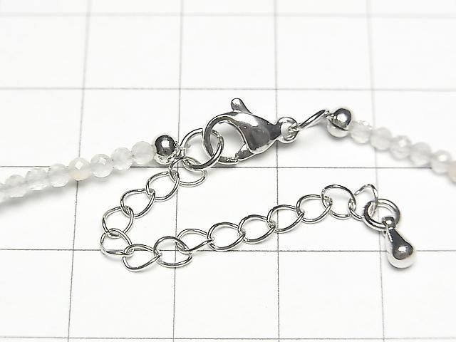 [Video] High Quality! Gray Moonstone AA++ Faceted Round 2mm Necklace