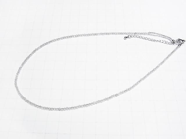 [Video] High Quality! Gray Moonstone AA++ Faceted Round 2mm Necklace