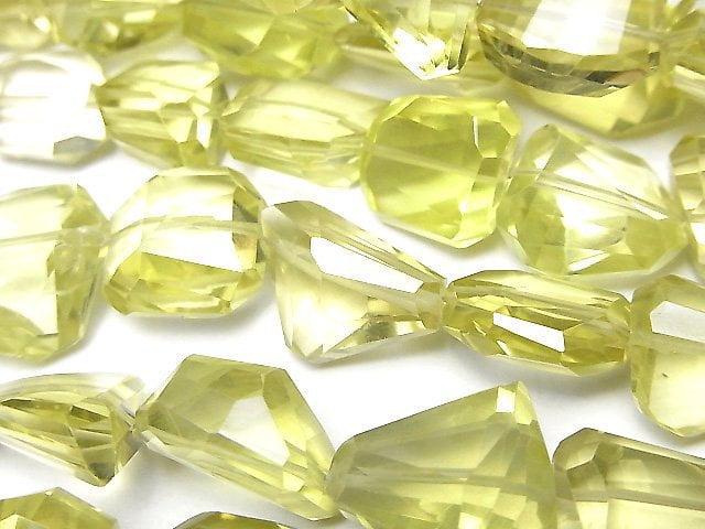 [Video]High Quality Lemon Quartz AAA- Faceted Nugget half or 1strand beads (aprx.7inch/18cm)