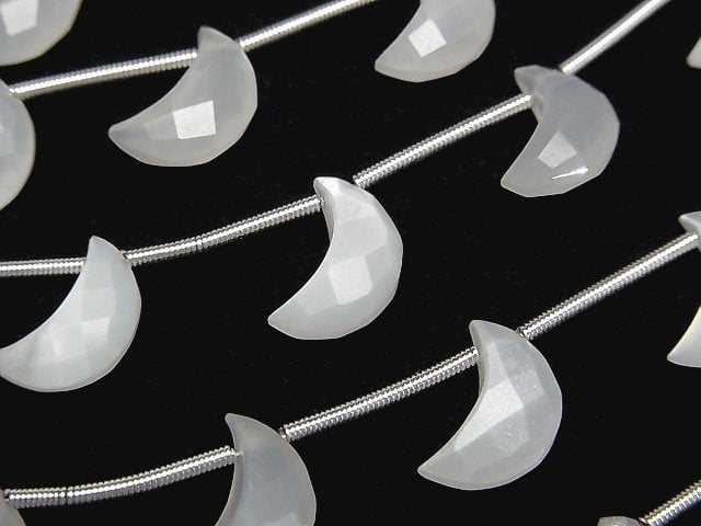 [Video]High Quality White Moonstone AAA- Crescent Shape 12x8mm half or 1strand (6pcs)