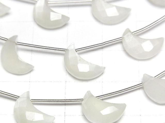 [Video] High Quality White Moonstone AA++ Crescent Shape 12x8mm Half or 1 Strand (6pcs)
