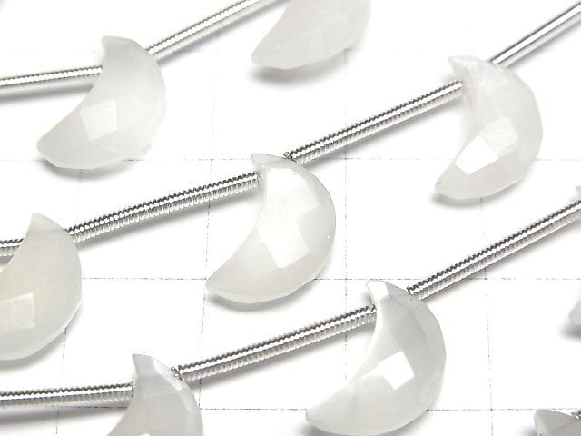 [Video]High Quality White Moonstone AAA- Crescent Shape 12x8mm half or 1strand (6pcs)