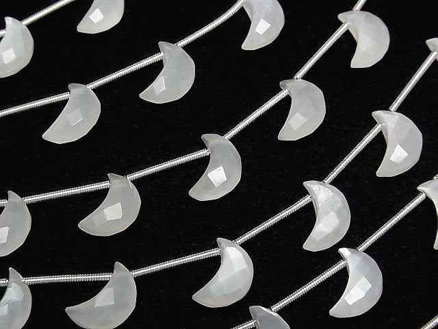 [Video]High Quality White Moonstone AAA- Crescent Shape 12x8mm half or 1strand (6pcs)