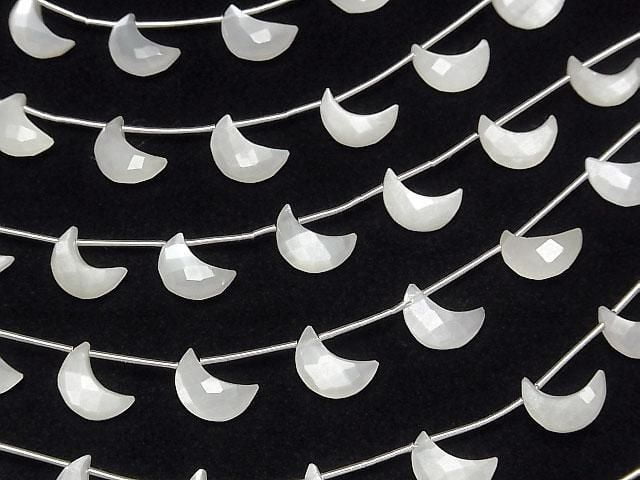 [Video] High Quality White Moonstone AA++ Crescent Shape 12x8mm Half or 1 Strand (6pcs)