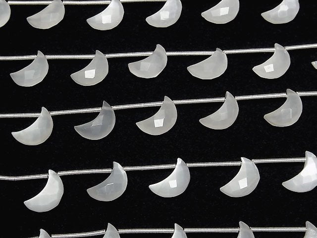 [Video]High Quality White Moonstone AAA- Crescent Shape 12x8mm half or 1strand (6pcs)