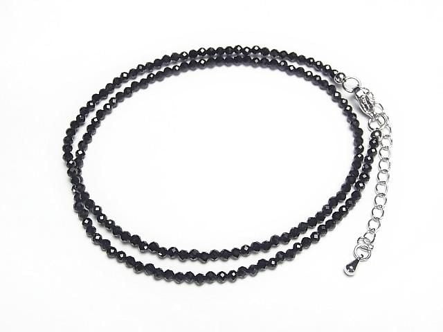[Video] High Quality! Black Spinel AAA Faceted Round 2mm Necklace