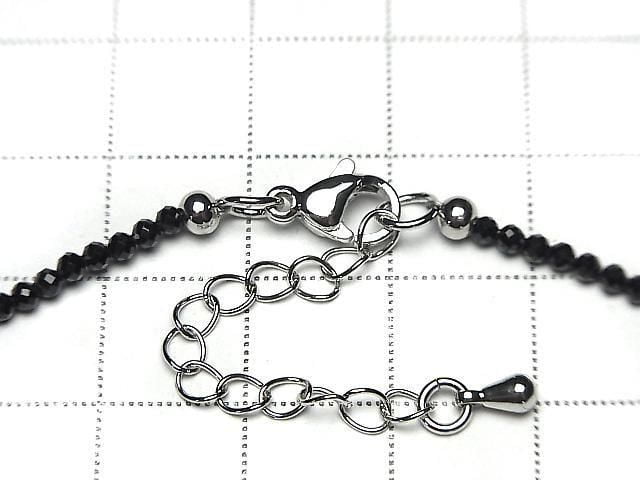 [Video] High Quality! Black Spinel AAA Faceted Round 2mm Necklace