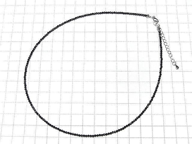 [Video] High Quality! Black Spinel AAA Faceted Round 2mm Necklace