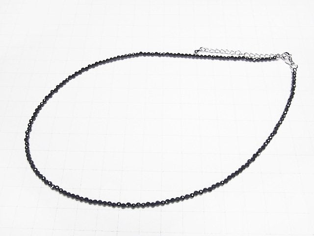 [Video]High Quality! Black Spinel AAA Faceted Round 2.3mm Necklace