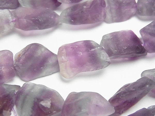 [Video] Purple x Green Fluorite Rough Rock Nugget [S size] Light color 1 strand beads (aprx.15inch/37cm)