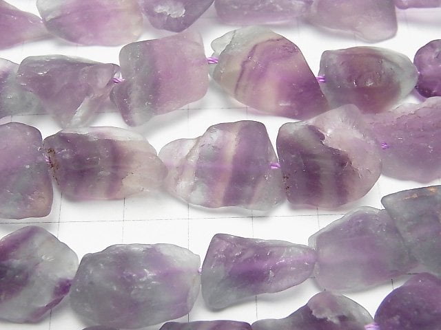 [Video] Purple x Green Fluorite Rough Rock Nugget [S size] Light color 1 strand beads (aprx.15inch/37cm)