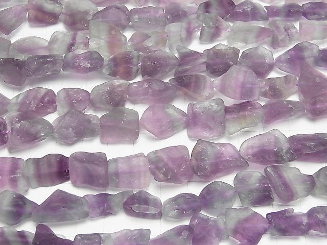 [Video] Purple x Green Fluorite Rough Rock Nugget [S size] Light color 1 strand beads (aprx.15inch/37cm)