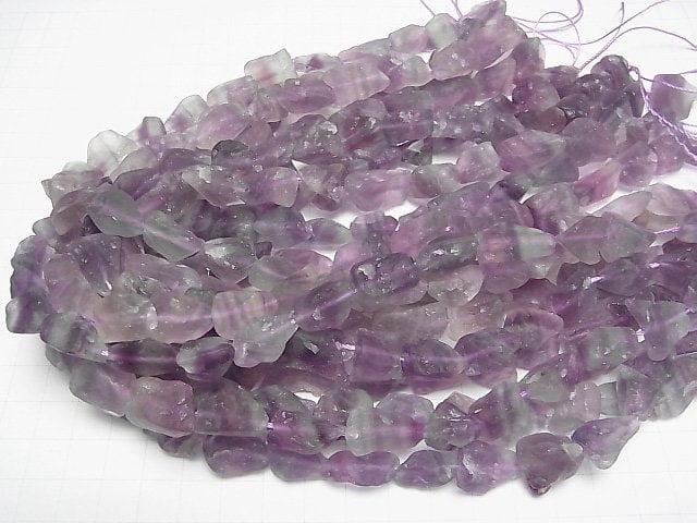 [Video] Purple x Green Fluorite Rough Rock Nugget [S size] Light color 1 strand beads (aprx.15inch/37cm)