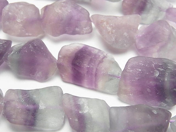 [Video] Purple x Green Fluorite Rough Rock Nugget [M size] Light color 1 strand beads (aprx.15inch/37cm)