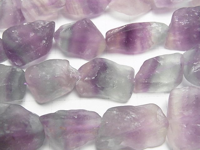 [Video] Purple x Green Fluorite Rough Rock Nugget [M size] Light color 1 strand beads (aprx.15inch/37cm)