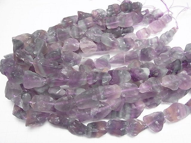 [Video] Purple x Green Fluorite Rough Rock Nugget [M size] Light color 1 strand beads (aprx.15inch/37cm)