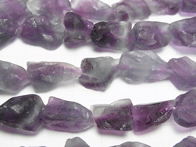 [Video] Purple x Green Fluorite Rough Rock Nugget [S size] Dark color 1 strand beads (aprx.15inch/37cm)