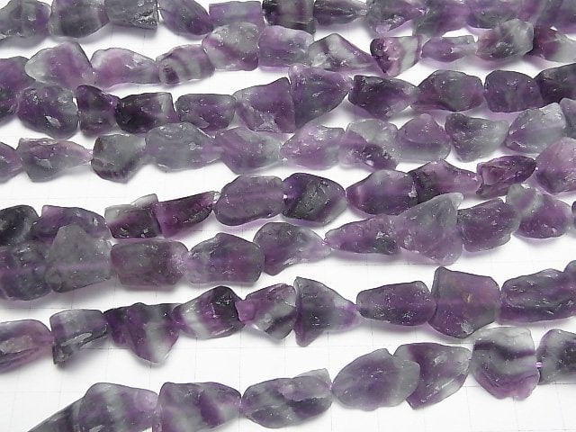 [Video] Purple x Green Fluorite Rough Rock Nugget [S size] Dark color 1 strand beads (aprx.15inch/37cm)