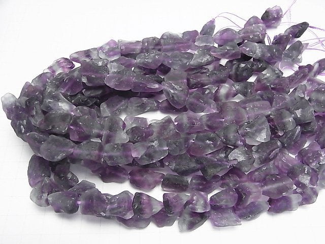 [Video] Purple x Green Fluorite Rough Rock Nugget [S size] Dark color 1 strand beads (aprx.15inch/37cm)