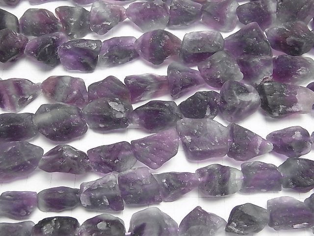 [Video] Purple x Green Fluorite Rough Rock Nugget [M size] Dark color 1 strand beads (aprx.15inch/37cm)