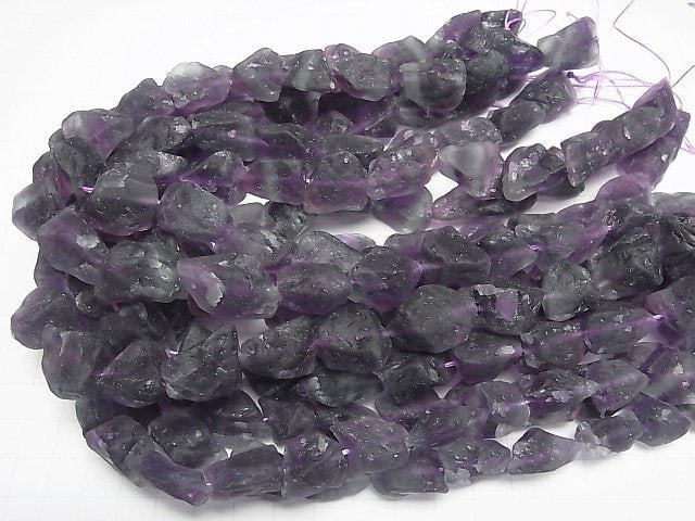 [Video] Purple x Green Fluorite Rough Rock Nugget [M size] Dark color 1 strand beads (aprx.15inch/37cm)