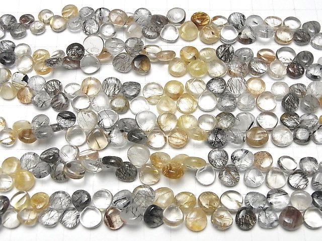 [Video]High Quality Rutilated Quartz x Tourmaline Quartz AA++ Chestnut (Smooth) 1strand beads (aprx.8inch/20cm)