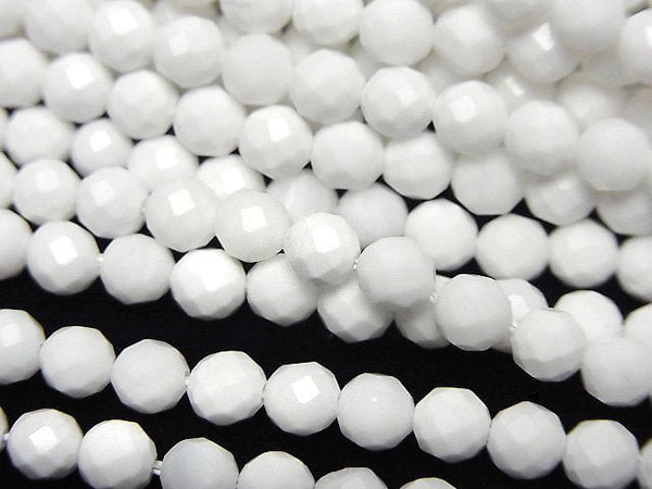 [Video]High Quality! White Onyx AAA- Faceted Round 4mm 1strand beads (aprx.15inch/37cm)