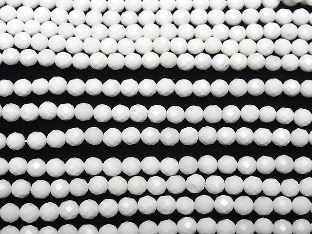 [Video]High Quality! White Onyx AAA- Faceted Round 4mm 1strand beads (aprx.15inch/37cm)