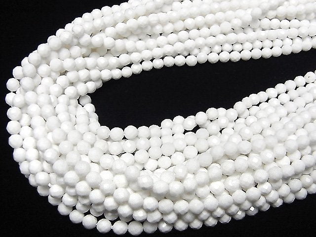 [Video]High Quality! White Onyx AAA- Faceted Round 4mm 1strand beads (aprx.15inch/37cm)