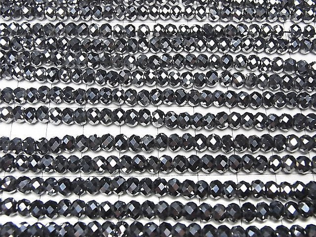 [Video]High Quality! Terahertz Faceted Button Rondelle 5x5x3mm 1strand beads (aprx.15inch/37cm)