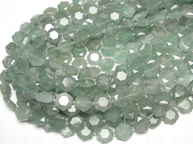 [Video] Green Aventurine Hexagon Cut 12x13mm 1strand beads (aprx.15inch/36cm)