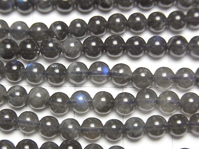 [Video] Black Labradorite AA Round 4.5mm 1strand beads (aprx.15inch/37cm)