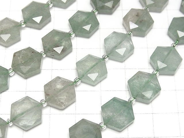 [Video] Green Aventurine Hexagram 13x12mm 1strand beads (aprx.15inch/36cm)