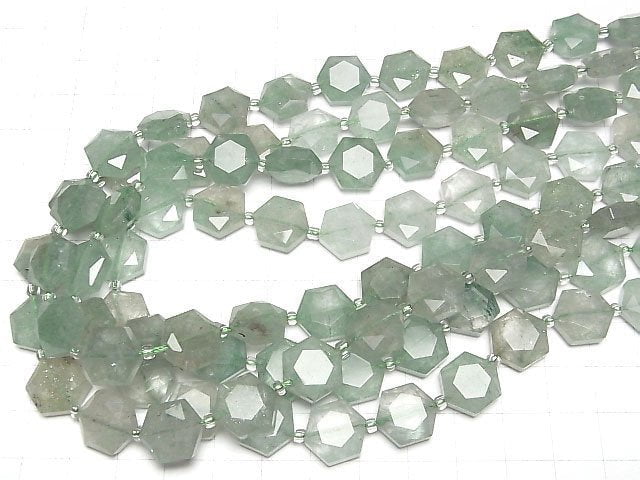 [Video] Green Aventurine Hexagram 13x12mm 1strand beads (aprx.15inch/36cm)