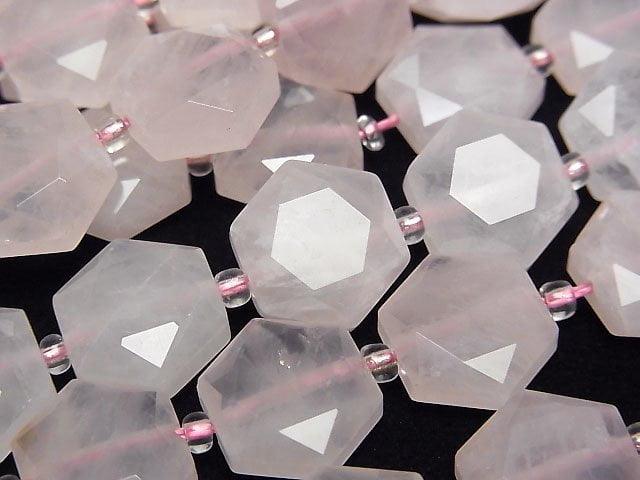 [Video]Rose Quartz AA++ Hexagon Cut 12x13mm 1strand beads (aprx.15inch/36cm)