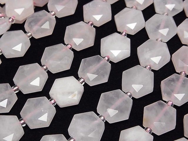 [Video]Rose Quartz AA++ Hexagon Cut 12x13mm 1strand beads (aprx.15inch/36cm)