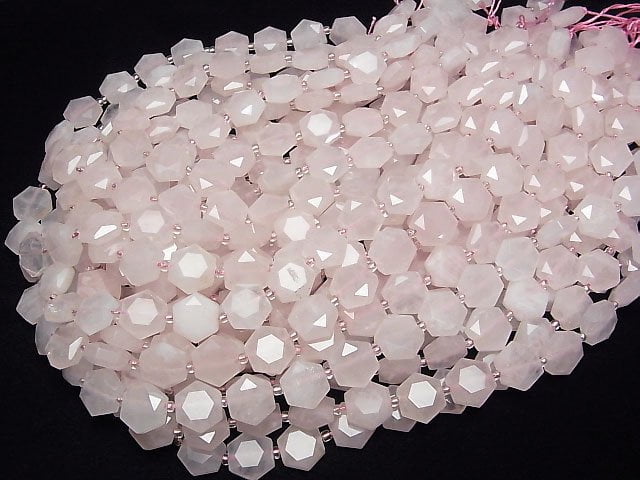 [Video]Rose Quartz AA++ Hexagon Cut 12x13mm 1strand beads (aprx.15inch/36cm)