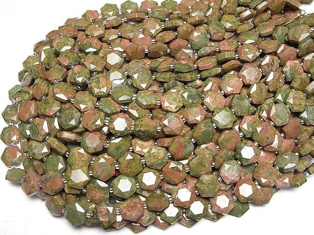 [Video] Unakite Hexagon Cut 12x13mm 1strand beads (aprx.15inch/36cm)