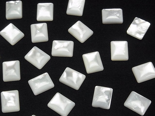 [Video] High Quality White Shell (Silver-lip Oyster) AAA Rectangle Cabochon 10x8mm 4pcs