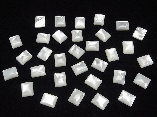 [Video] High Quality White Shell (Silver-lip Oyster) AAA Rectangle Cabochon 10x8mm 4pcs