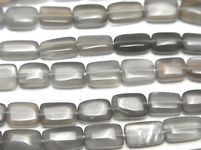 [Video]High Quality Gray Moonstone AAA- Rectangle 1strand beads (aprx.7inch/18cm)